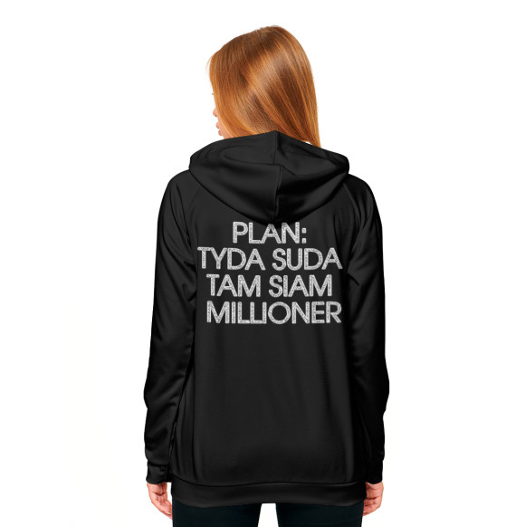 Женское худи с изображением Plan: tuda suda tam siam millioner цвета Белый