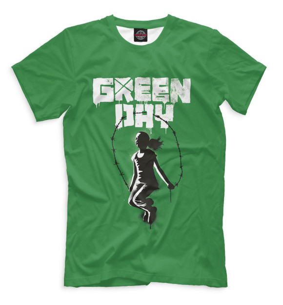 Мужская футболка с изображением Green Day цвета Грязно-голубой