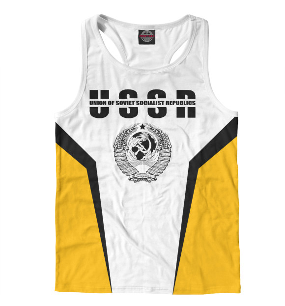 Мужская майка-борцовка с изображением СССР цвета Белый