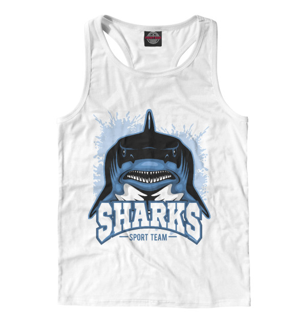 Мужская майка-борцовка с притом Акула цвета Белый Мужская майка-борцовка с изображением Акула цвета Белый
