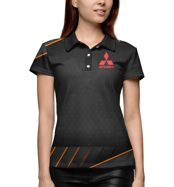 Женское поло с изображением Mitsubishi / Митсубиши цвета Белый