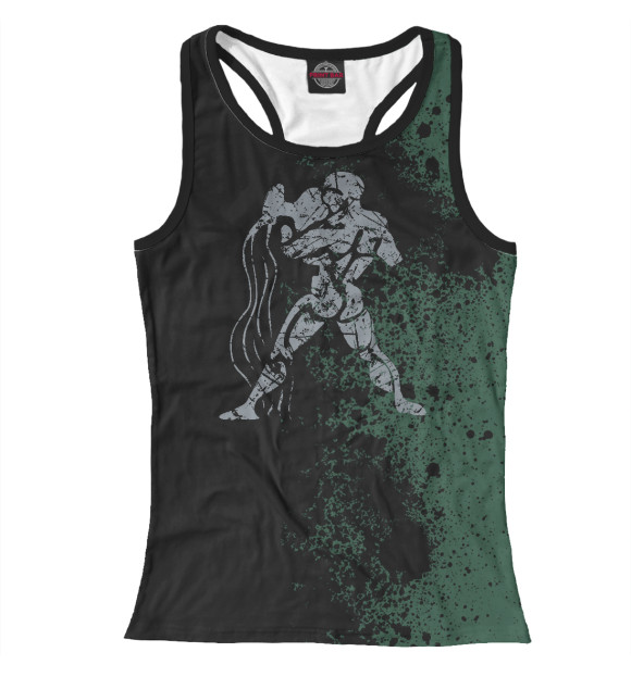 Женская майка-борцовка с изображением Aquarius Zodiac цвета Белый