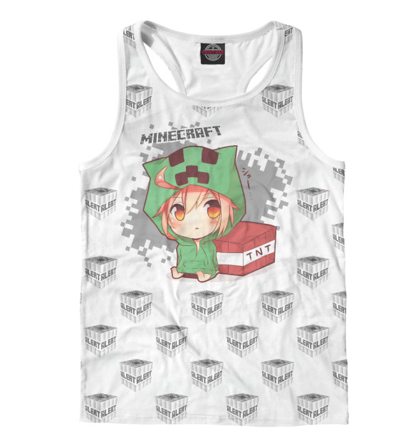 Мужская майка-борцовка с изображением Майнкрафт цвета Белый