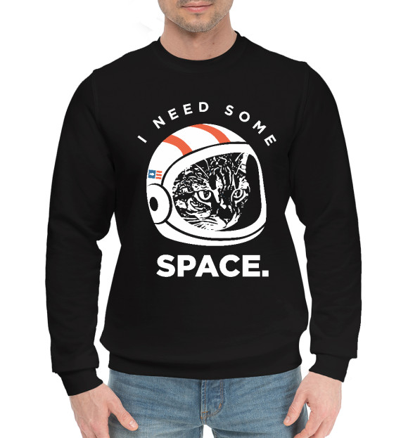 Мужской хлопковый свитшот с изображением Need Some Space цвета Черный