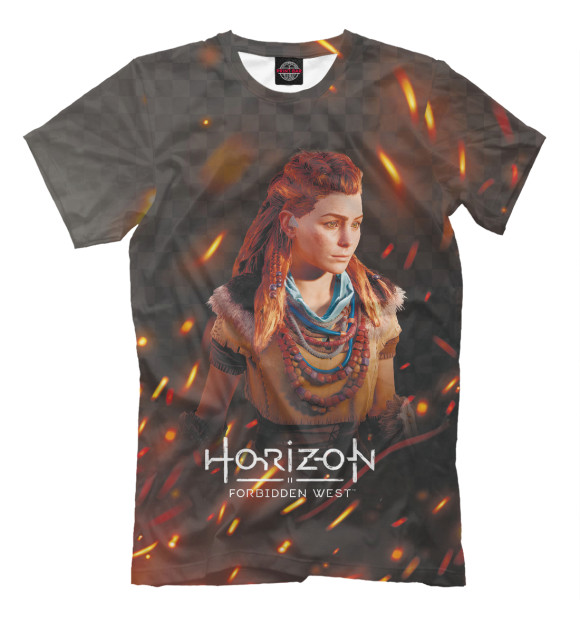 Мужская футболка с изображением Horizon Forbidden West цвета Белый