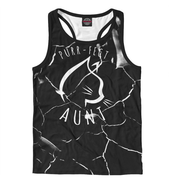 Мужская майка-борцовка с изображением Purr Fect Aunt цвета Белый