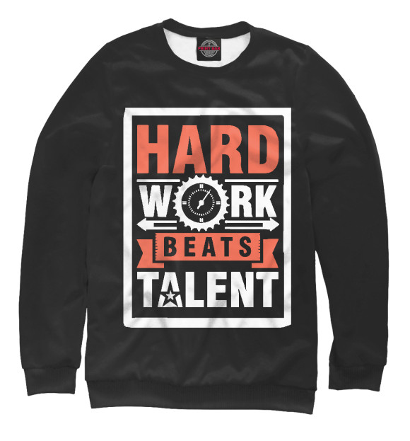 Мужской свитшот с изображением Hard Work Beats Talent цвета Белый