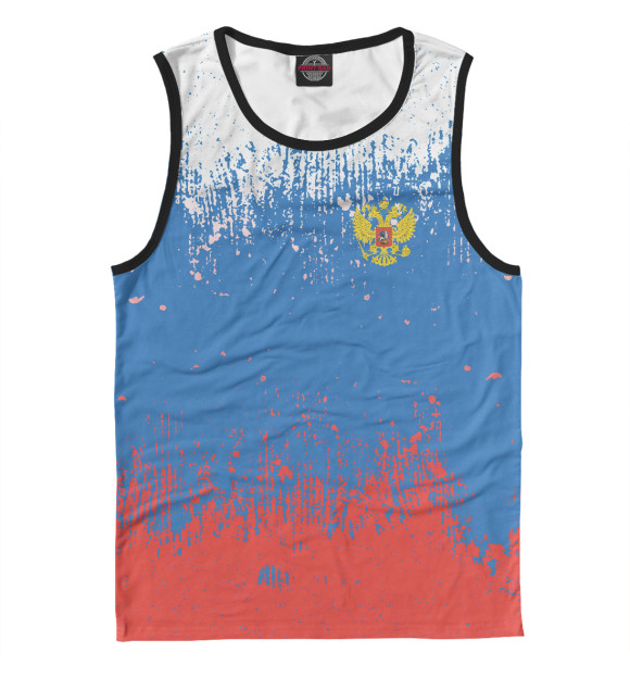 Майка для мальчика с изображением Флаг и герб России цвета Белый