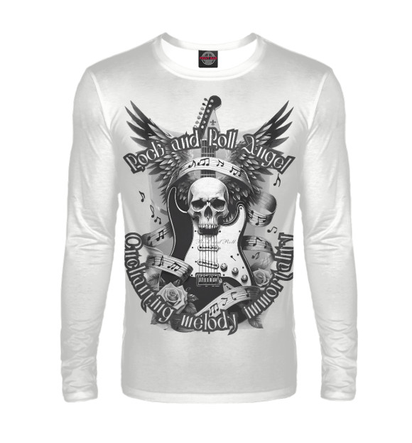 Мужской лонгслив с изображением Rock and Roll Angel цвета Белый