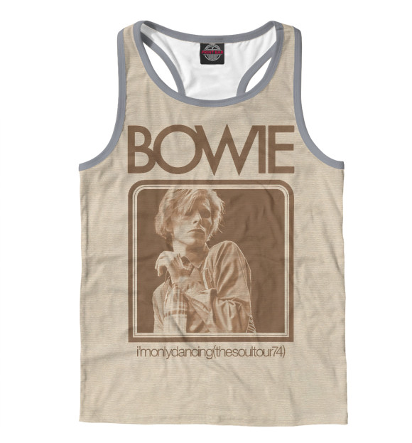 Мужская майка-борцовка с изображением David Bowie цвета Белый