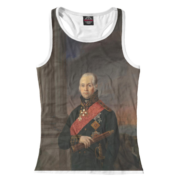 Женская майка-борцовка с изображением Великие полководцы России цвета Белый