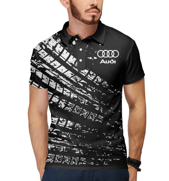 Мужское поло с изображением Audi цвета Белый