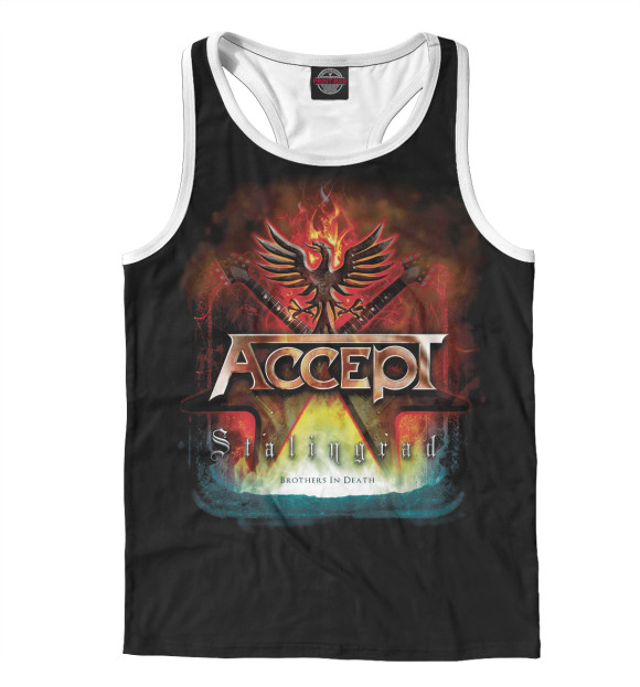 Мужская майка-борцовка с изображением Accept цвета Белый
