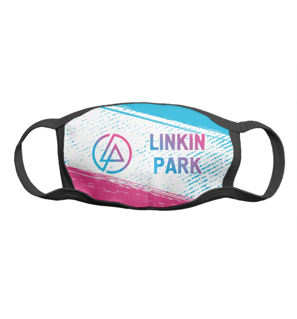 Маска тканевая с изображением Linkin Park Neon Gradient (полосы) цвета Белый