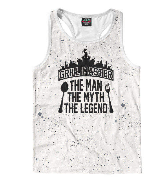 Мужская майка-борцовка с изображением Grill Master The Man цвета Белый