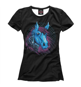 Женская футболка Неоновая лошадь