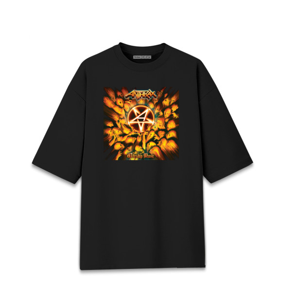 Мужская футболка оверсайз с изображением Anthrax цвета Черный