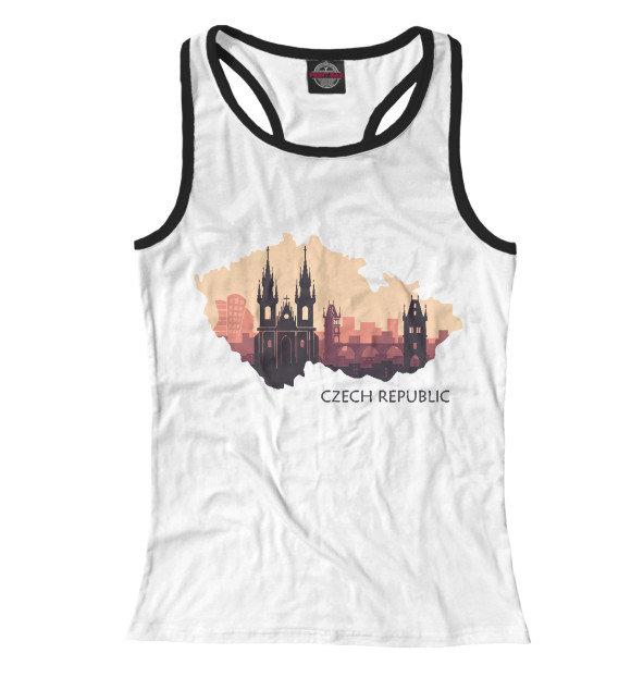 Женская майка-борцовка с изображением Чехия цвета Белый