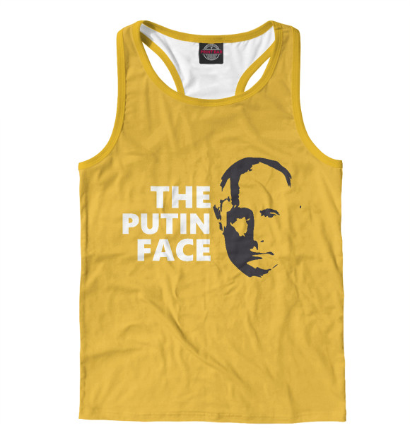 Мужская майка-борцовка с изображением Putin Face цвета Белый