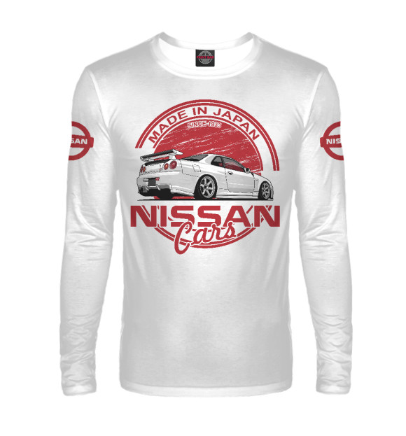 Мужской лонгслив с изображением Nissan цвета Белый