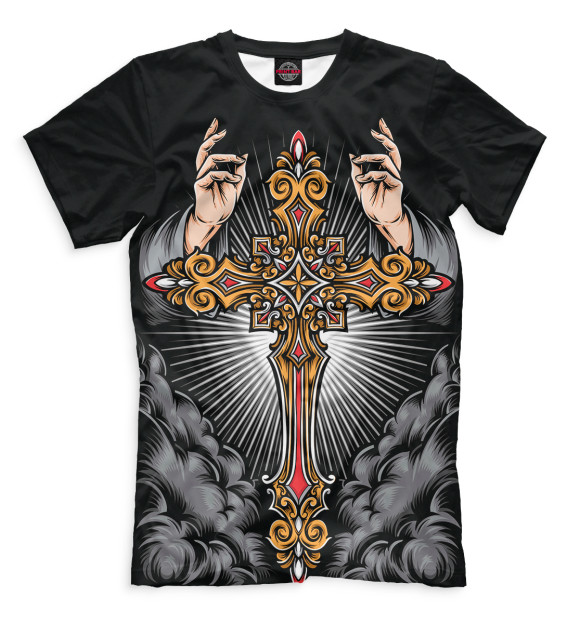 Мужская футболка с изображением Крест цвета Белый