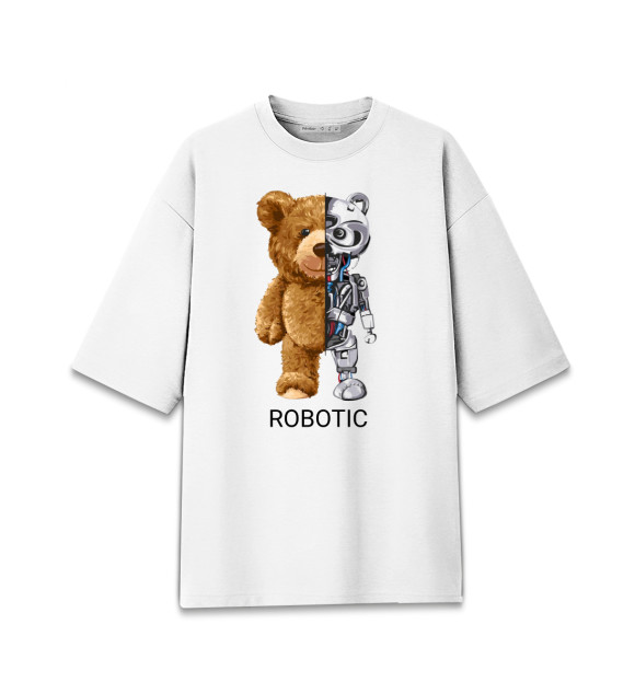 Мужская футболка оверсайз с изображением Robot Bear цвета Белый
