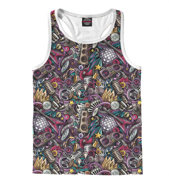 Мужская майка-борцовка с изображением ROCK цвета Белый