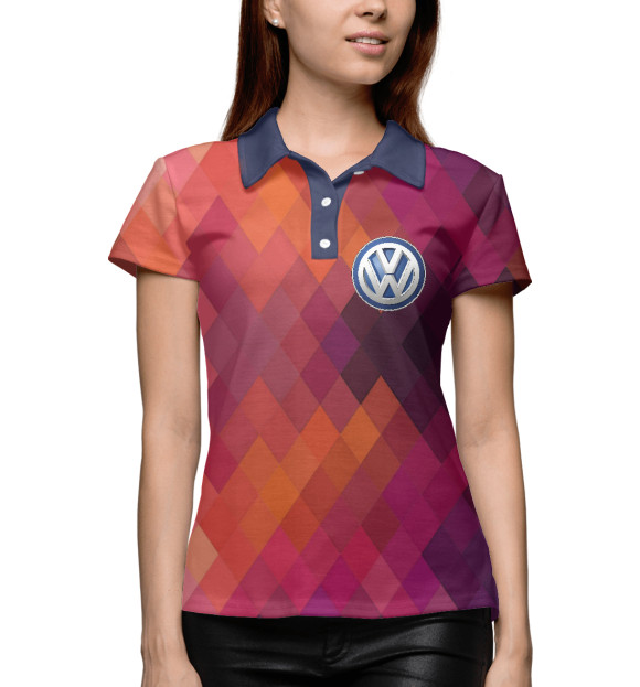 Женское поло с изображением Volkswagen цвета Белый
