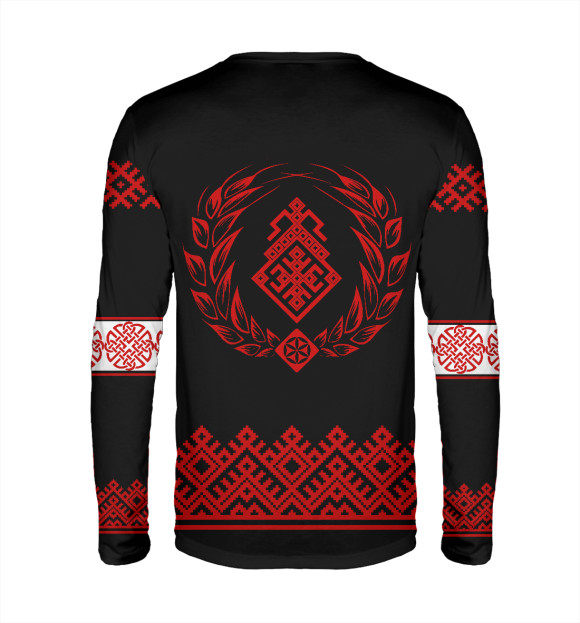 Мужской лонгслив с изображением Славянская вышиванка - родновер цвета Белый