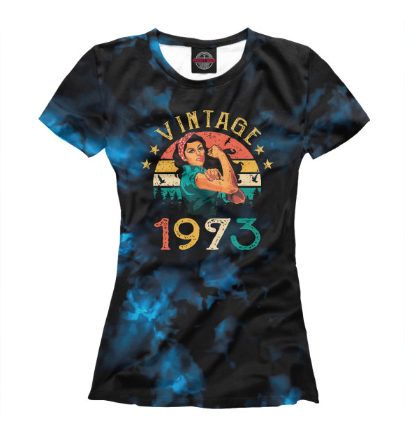 Женская футболка с изображением Retro Vintage 1973 цвета Белый