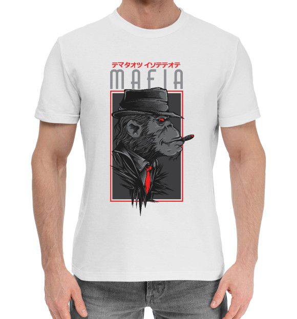 Мужская хлопковая футболка с изображением Mafia цвета Белый