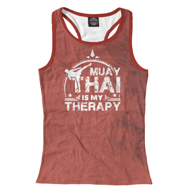 Женская майка-борцовка с изображением Muay Thai Therapy цвета Белый