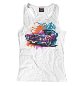 Muscle car в ярких цветах на белом