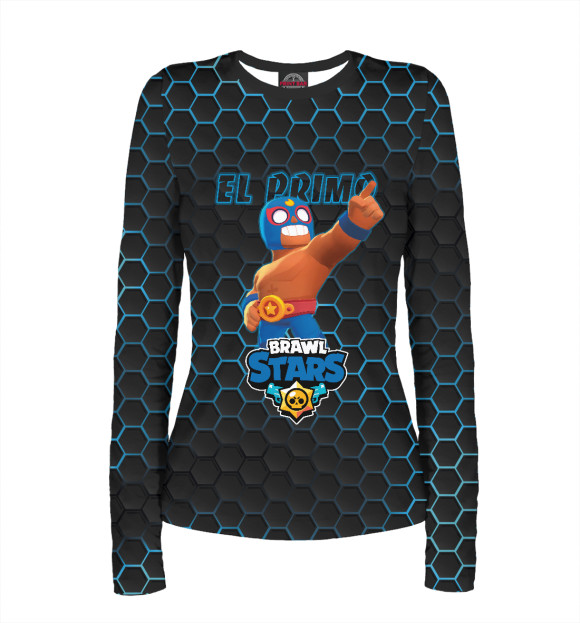 Женский лонгслив с изображением Эль Примо. Brawl Stars цвета Белый