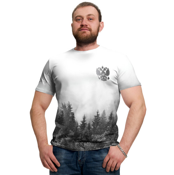 Мужская футболка с изображением Природа России цвета Белый