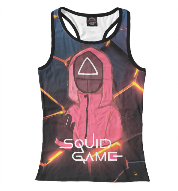 Женская майка-борцовка с изображением Игра в кальмара - 3D плиты цвета Белый