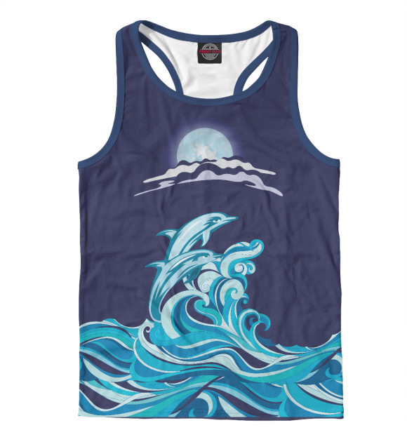 Мужская майка-борцовка с изображением Дельфины цвета Белый