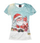 Женская футболка Санта Клаус с подарками