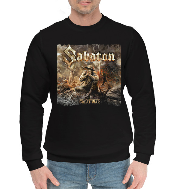 Мужской хлопковый свитшот с изображением Sabaton цвета Черный
