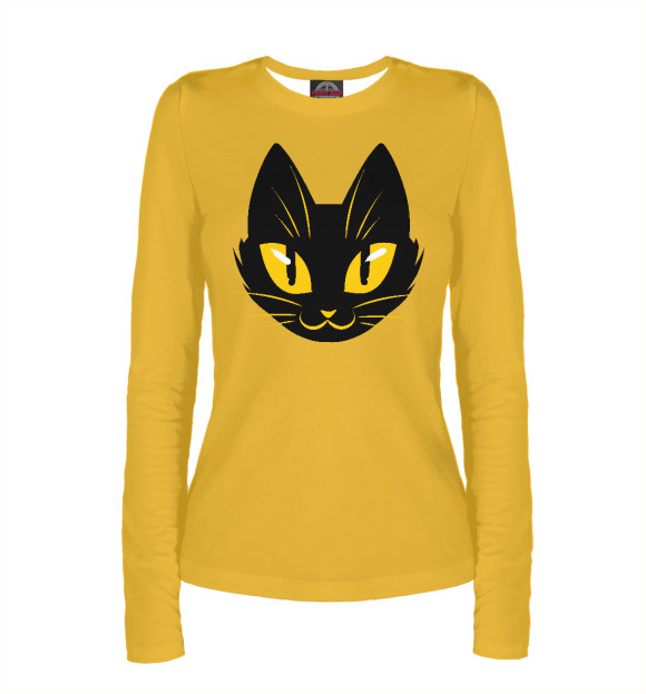 Женский лонгслив с изображением Кошечка цвета Белый