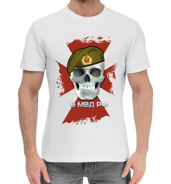 Мужская хлопковая футболка с изображением ВВ МВД РФ цвета Белый