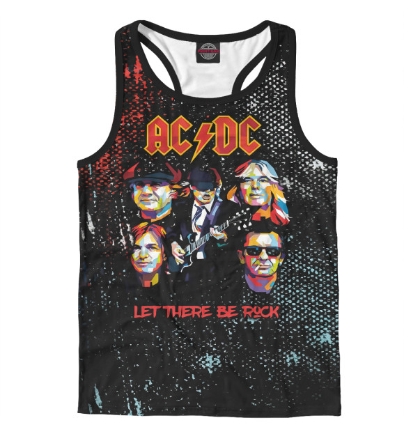 Мужская майка-борцовка с изображением AC/DC цвета Белый