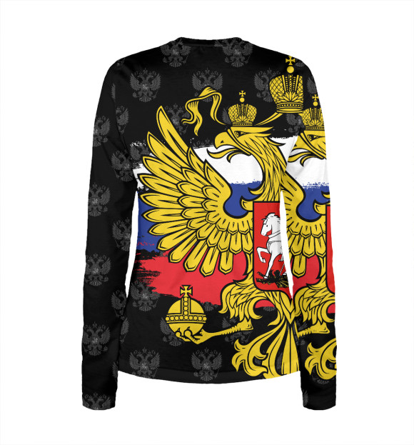 Женский лонгслив с изображением Слава (герб России) цвета Белый