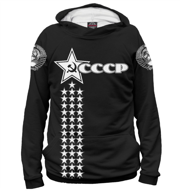 Женское худи с изображением СССР (чёрный фон) цвета Белый