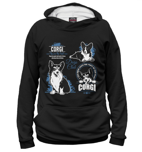 Женское худи с изображением Corgi цвета Белый