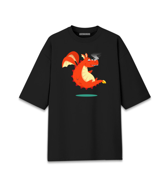 Женская футболка оверсайз с изображением Dragon цвета Черный