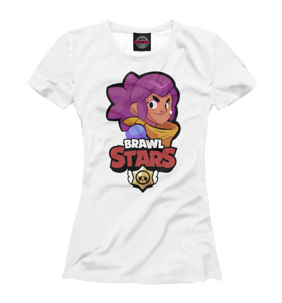 Женская футболка с изображением Brawl Stars Shelly цвета Белый