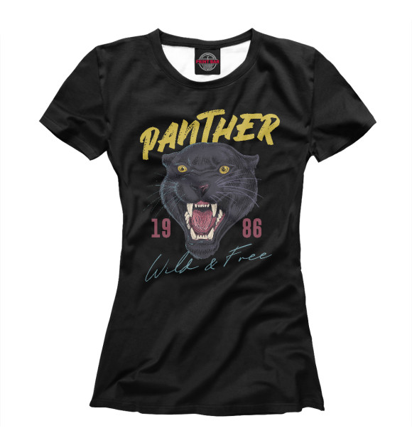 Женская футболка с изображением Пантера цвета Белый