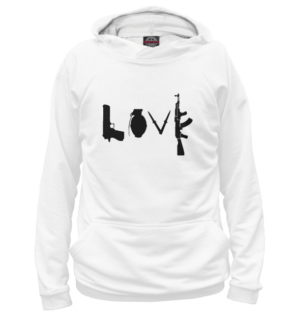 Женское худи с изображением Banksy LOVE цвета Белый