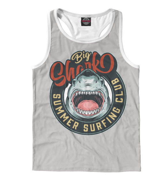 Мужская майка-борцовка с изображением Акула цвета Белый